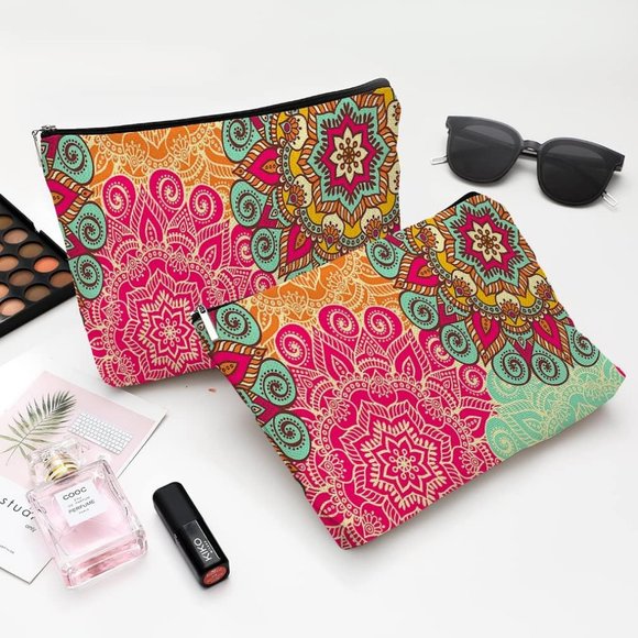 Women's High Quality Beautiful Canvas Waterproof Zipper Makeup Bag For Cosmetic - Picture 5 of 6